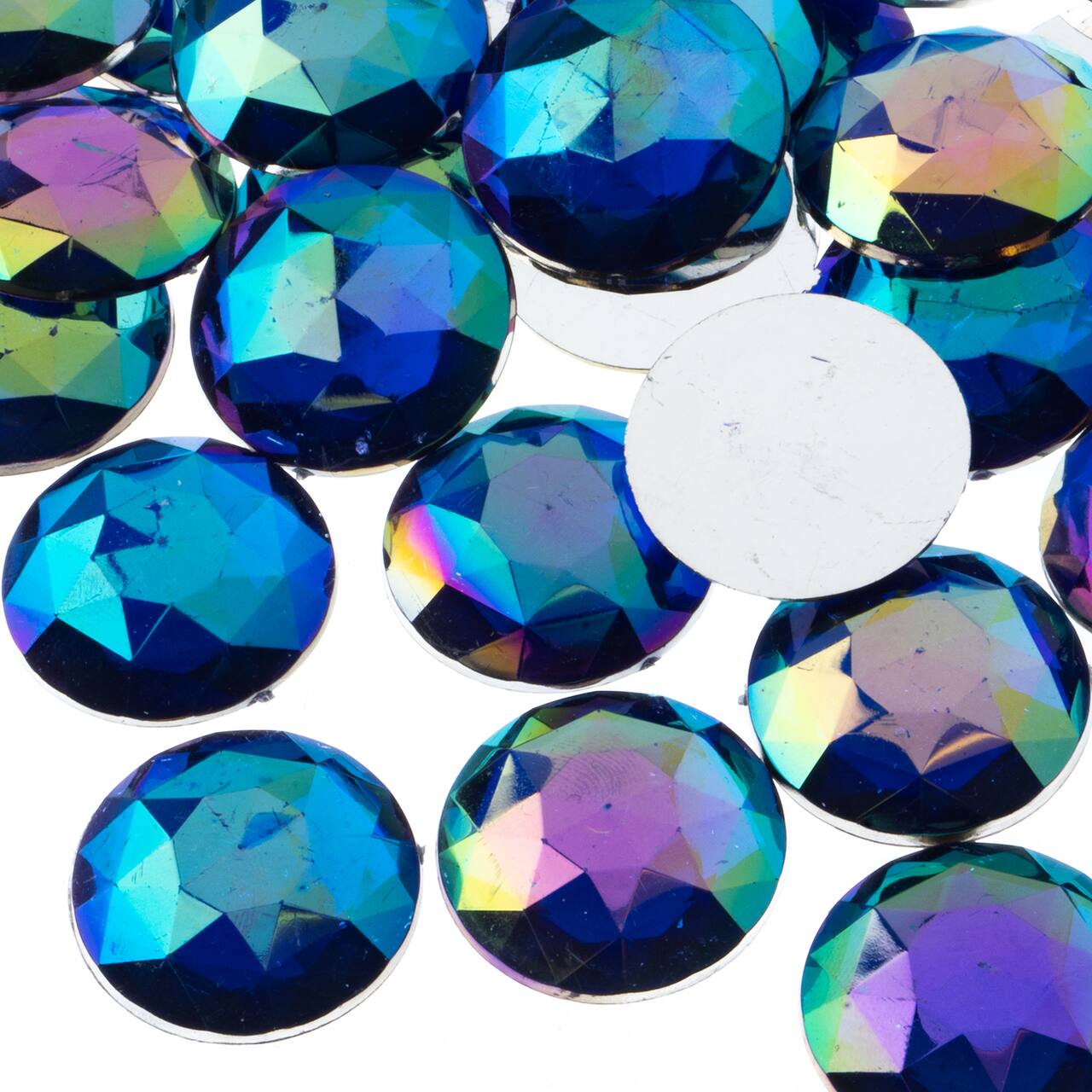John Bead 25mm AB Acrylic Round Flat Back Rhinestones, 100ct.